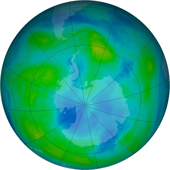 Antarctic ozone map for 08 May 2003